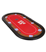 Riverboat Gaming RT100RED Champion Folding Poker Table Top in Red Speed Cloth and Faux Leather Armrest 180cm