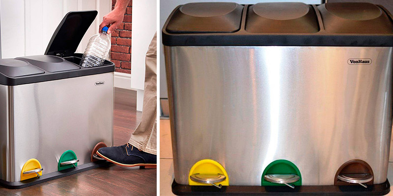 Review of VonHaus 3 x 15 L Pedal Recycling Bin for Kitchen Waste