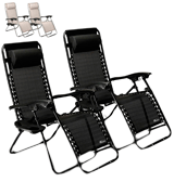 SUNMER (SNM-BK) Set of 2 Folding Recliner Zero Gravity Outdoor Chairs