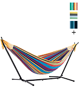 Vivere UHSDO8-20 Double Cotton Hammock with Space-Saving Steel Stand