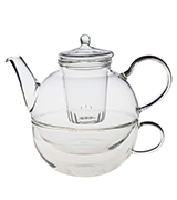 Argon Tableware AT-PP412 Glass Tea-For-One Tea Pot, Cup and Strainer Set