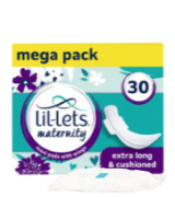 Lil-Lets 30Pcs Extra Long Maxi Thick Maternity Pads with Wings