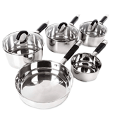 Tower Essentials 5-Piece Pan Set with Silicone Handles, Stainless Steel