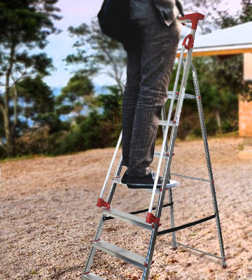 Abbey Ladders DSPS7T Aluminium Safety Platform Step Ladder With Handrail & Tool Tray 7 Tread - Bestadvisor