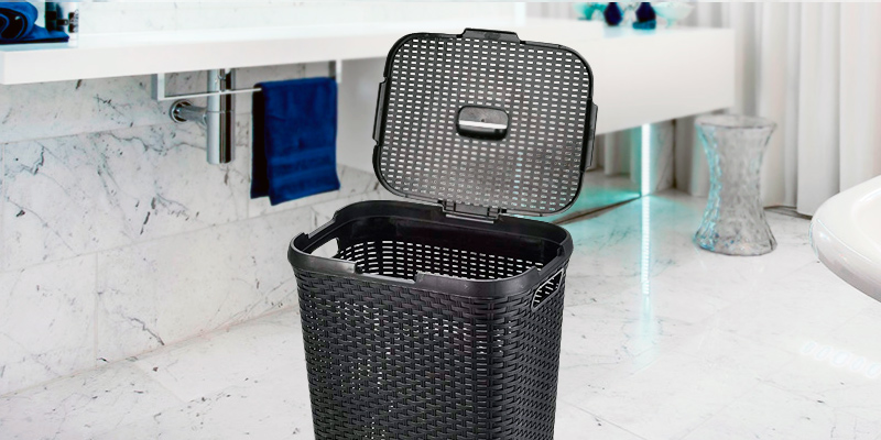 Review of ARPAN Plastic Laundry Basket Hamper Storage Rattan-Look with Lid & Insert Handles