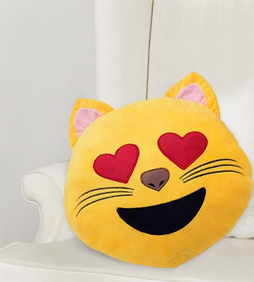 Desire Deluxe Smile Emoticon Heart Eye Cat Smile Cushion Yellow Round Cushion Pillow - Bestadvisor