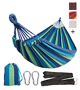 Anyoo AY-Stripe Outdoor Cotton Hammock Portable with Carrying Bag