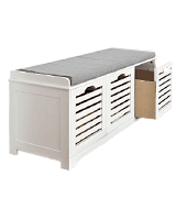 SoBuy FSR23-W Storage Bench with 3 Drawers & Removable Seat Cushion