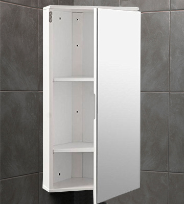 Roman at Home Corner Bathroom Cabinet White Gloss Wall Hung Single Mirrored Door - Bestadvisor
