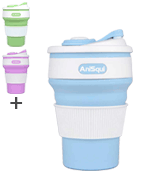 AniSqui Collapsible Coffee Cup Silicone with Lids