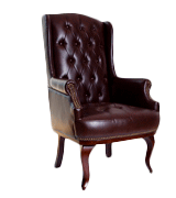 ANGEL HOME & LEISURE Queen Anne Fireside Wing Back Leather Chair