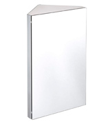 Harima Bathroom Corner Cabinet with Mirror and 3 Shelves Wall Mounted, Stainless Steel Frame