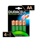 Duracell HR6DX1500 Recharge Ultra Type AA Batteries 2500 mAh, Pack of 4