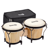 RockJam 100300 7 & 8 Bongo Drum Set with Padded Bag, Natural