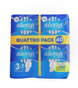 Always 40Pcs Ultra Thin Night Sanitary Towels with Wings