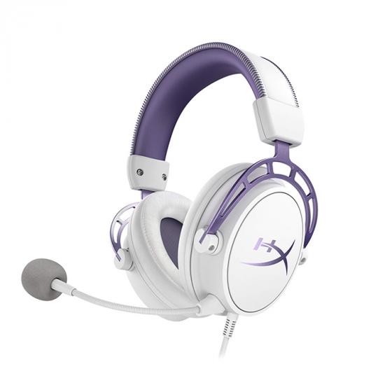 HyperX Cloud Alpha Gaming Headset - White/Purple - Limited Edition for PC, PS4 & Xbox One, Nintendo Switch