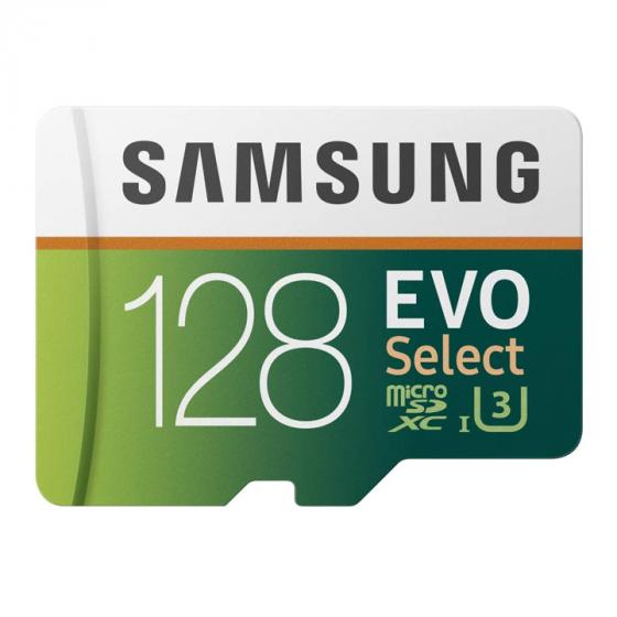 Samsung EVO Select 128 GB microSDXC UHS-I U3 Memory Card with Adapter