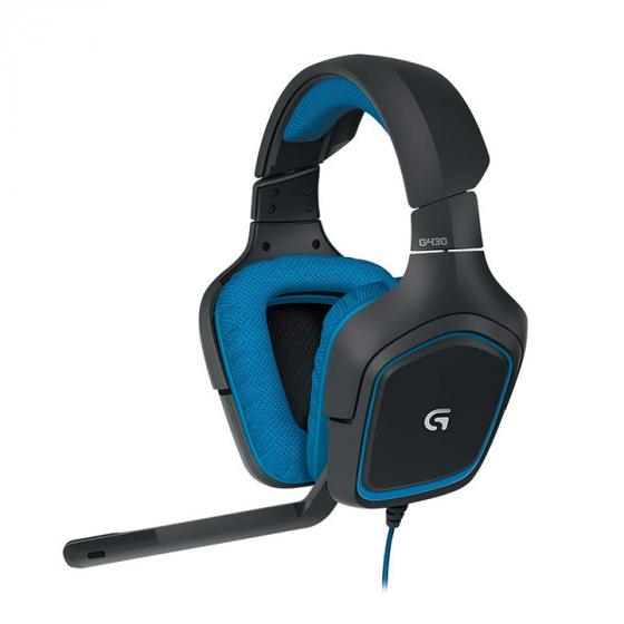Logitech G430 Gaming Headset for PC Gaming with 7.1 Dolby Surround, Black/Blue