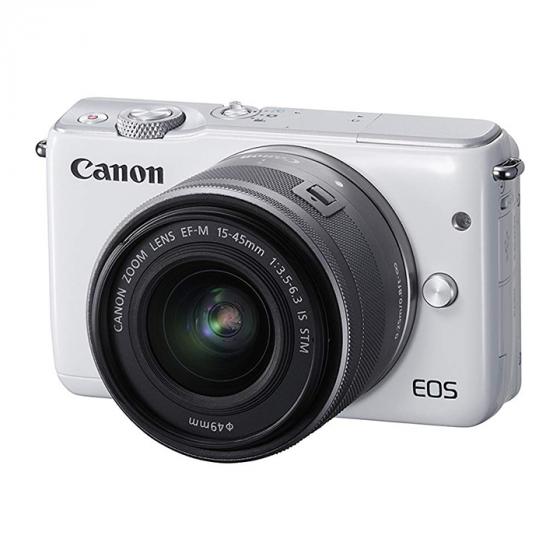 Canon EOS M10 Camera with EF-M 15 - 45 mm f/3.5-6.3 IS STM Lens - White