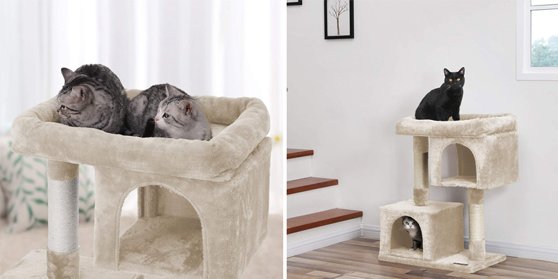 Review of FEANDREA 2 Plush Condos Cat Tree with Sisal-Covered Scratching Posts