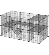 SONGMICS 2-Floor Metal 36 Grid Panels Customisable Cage Enclosure for Guinea Pigs