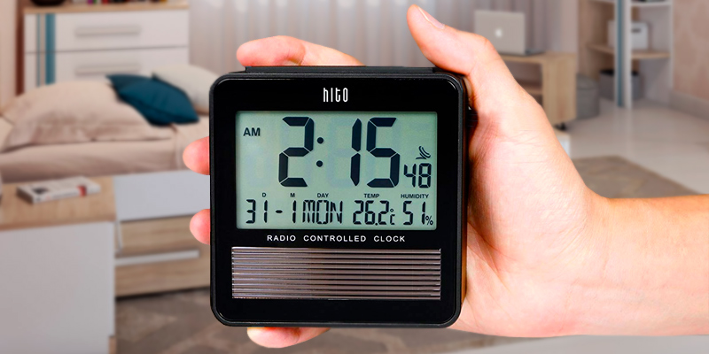 Review of HITO c8374 Travel Alarm Clock w/ Temperature Humidity. Battery Operated w/ Solar Panel