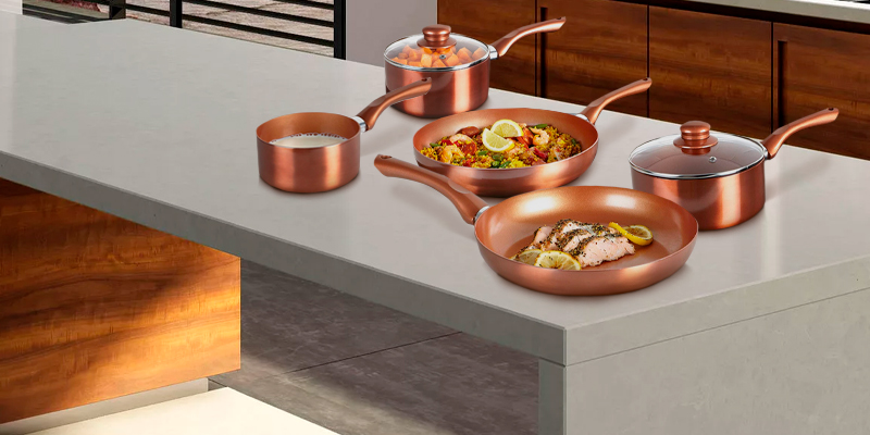 Review of URBN-CHEF 5 PCS Copper Cookware Saucepans and Frying Pan Pot Set