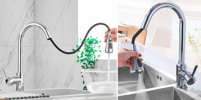 Review of Heable High Arc Pull Out Kitchen Sink Mixer Tap with Pull Down Sprayer