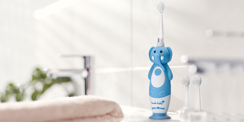 Brush-Baby WildOnes Elephant Kids Electric Rechargeable Toothbrush in the use