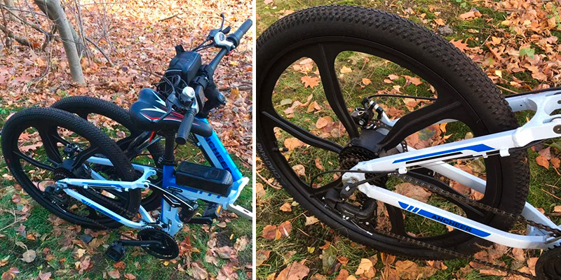 Ancheer Premium Electric Mountain Bike in the use