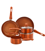 URBN-CHEF 5 PCS Copper Cookware Saucepans and Frying Pan Pot Set