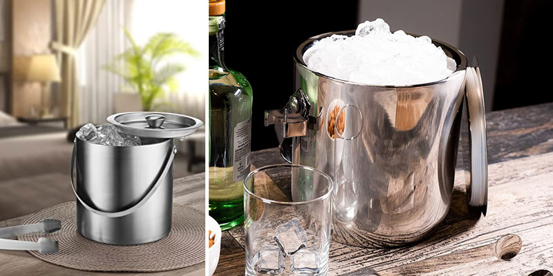 Review of FineDine Stainless Steel Double Wall Ice Bucket with Tongs and lids
