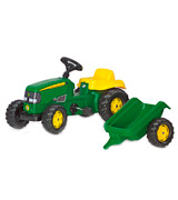 Rolly toys 70540 John Deere Kid Childrens Ride On Pedal Toy Tractor with Detachable Trailer