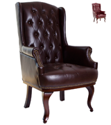ANGEL HOME & LEISURE Queen Anne Fireside Wing Back Leather Chair