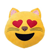 Desire Deluxe Smile Emoticon Heart Eye Cat Smile Cushion Yellow Round Cushion Pillow