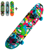 Xootz 31 x 8 Inches Kids Complete Beginners Double Kick Trick Skateboard