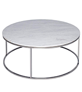 GillmoreSPACE Kensal MARBLE Circular Coffee Table with POLISHED steel base