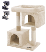 FEANDREA 2 Plush Condos Cat Tree with Sisal-Covered Scratching Posts