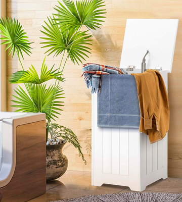Costway Wooden Laundry Cabinet Bin Chest Storage Cupboard Home Furniture White - Bestadvisor