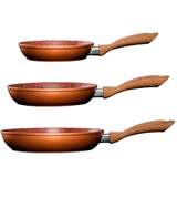 JML Set of 3 Copper Stone Frying Pans