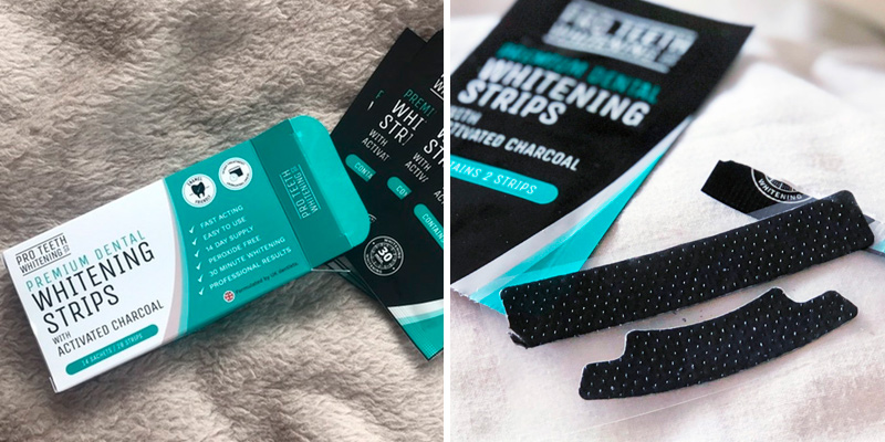 Review of Pro Teeth Whitening Co Teeth Whitening Strips with Activated Charcoal | 28 Peroxide Free Teeth Whitening Strips (14 Upper + 14 Lower)