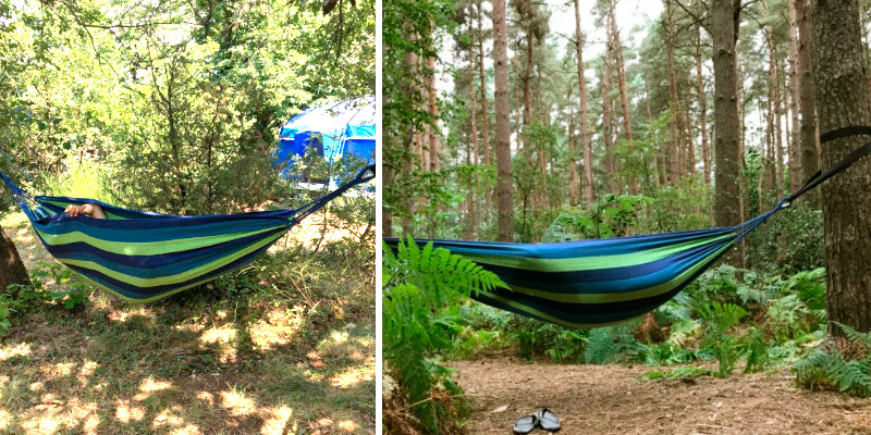 Review of Anyoo AY-Stripe Outdoor Cotton Hammock Portable with Carrying Bag