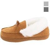 HomeIdeas Fur Lined Suede Comfort Slippers
